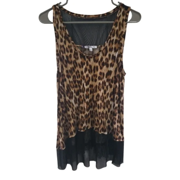 Jennifer Lopez Leopard Print Tank with Black Mesh Detail - Picture 2 of 5